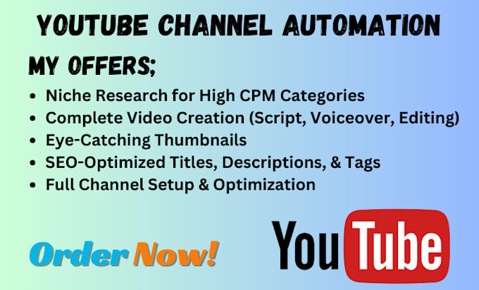 Gig Preview - Create a profitable youtube automated cashcow channel CPM faceless yt reddit