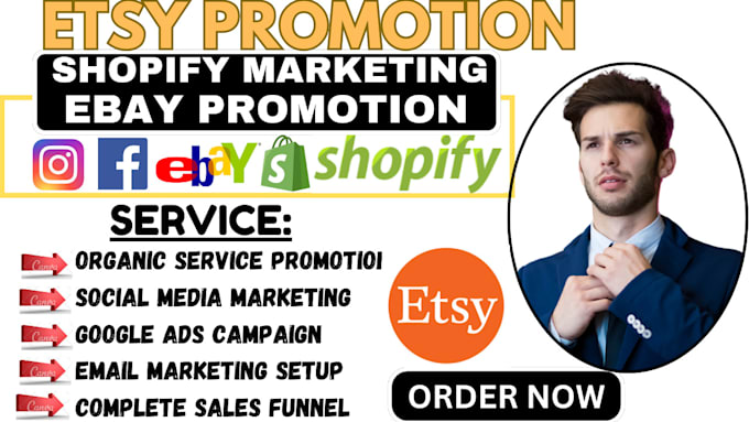 Gig Preview - Promote shopify marketing, ebay etsy shop promotion sellvia marketing for sales