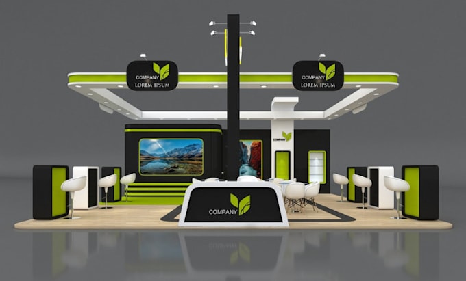 Gig Preview - Do 3d trade booth, kiosk, exhibition stand, stall, podium, virtual booth, tent