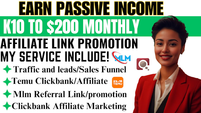 Gig Preview - Promote my affiliate link, mlm referral link, temu clickbank affiliate marketing