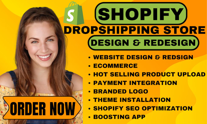 Gig Preview - Build shopify website, design or redesign shopify store, dropshipping store