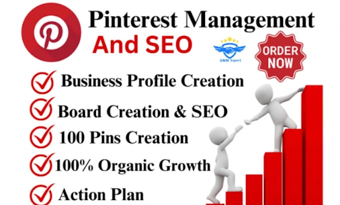 Gig Preview - Pinterest marketing social media manager optimize pins boards seo for