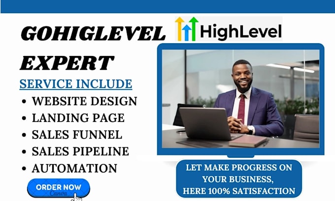 Gig Preview - Design gohighlevel website ghl landing page go highlevel sales funnel forms deal