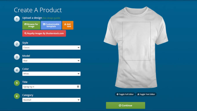 Bestseller - create product on shopify and use the teeinblue custom app to print it on demand