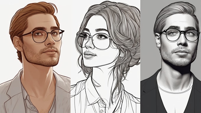 Gig Preview - Draw a vector line art portrait avatar from your picture