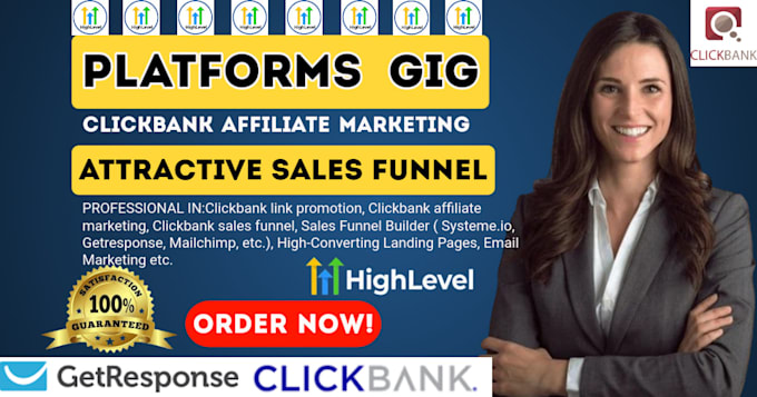 Gig Preview - Design clickbank affiliate marketing sales funnel, gohighlevel landing page