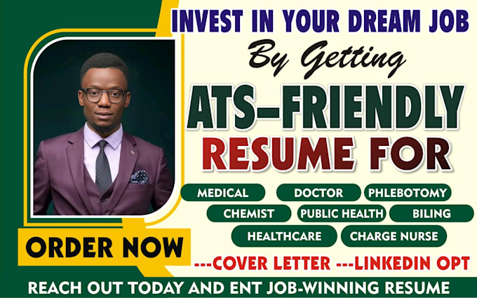 Gig Preview - Write ats healthcare, medical assistant, resume writing