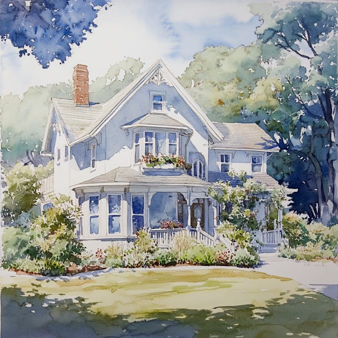 Gig Preview - Watercolor paint a house portrait