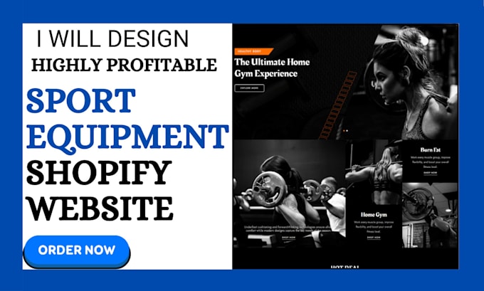 Gig Preview - Design a stunning sport equipment shopify website with reconvert app