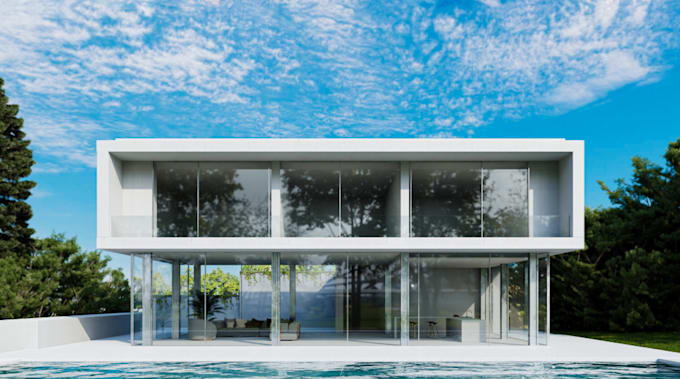 Gig Preview - Remodel modern villa, exterior design,landscape, pool, 3d garden, terrace,render