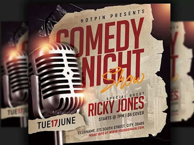 Gig Preview - Design comedy flyer , open mic, party, karaoke, event flyer