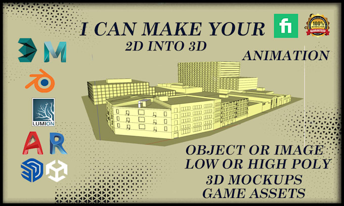 Gig Preview - Make 3d games assets and more in blender, sketchup, autocad,3dsmax, revit, unity