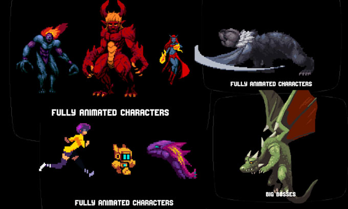 Gig Preview - Do pixel character artist pokemon indie game asset sprite  pokemon animation