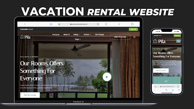 Gig Preview - Do wix vacation rental airbnb website squarespace short term vacation website