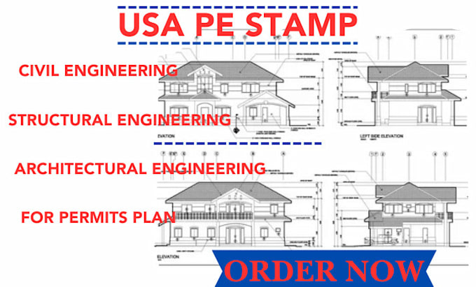 Gig Preview - Do  professional civil engineering, architectural drawings with USA pe stamp