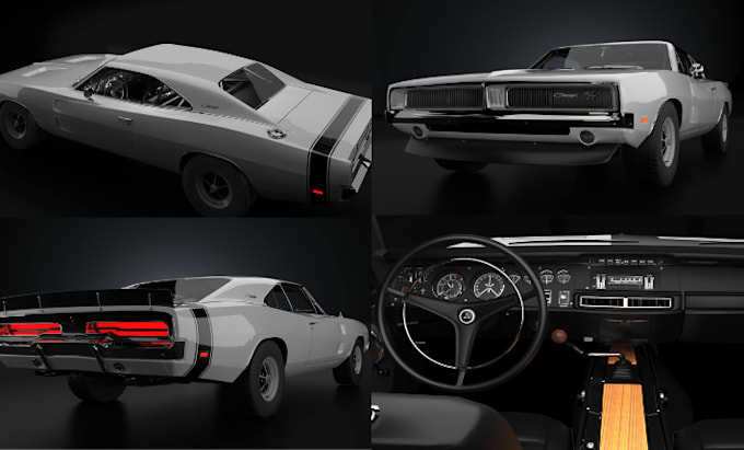 Gig Preview - Design 3d car model with interiors realistic car, 3d ship model, product design