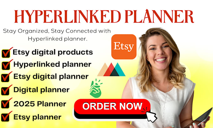 Gig Preview - Do hyperlinked planner etsy digital planner etsy shop seo digital journal