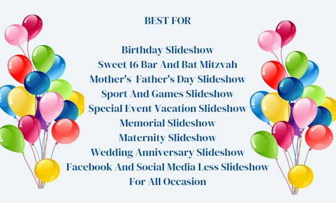 Gig Preview - Create a photo slideshow for birthday wedding etc