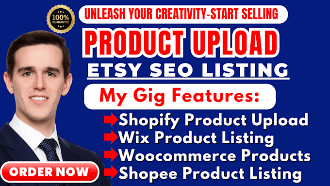 Gig Preview - Upload products product listing shopify wix etsy ebay woocommerce store