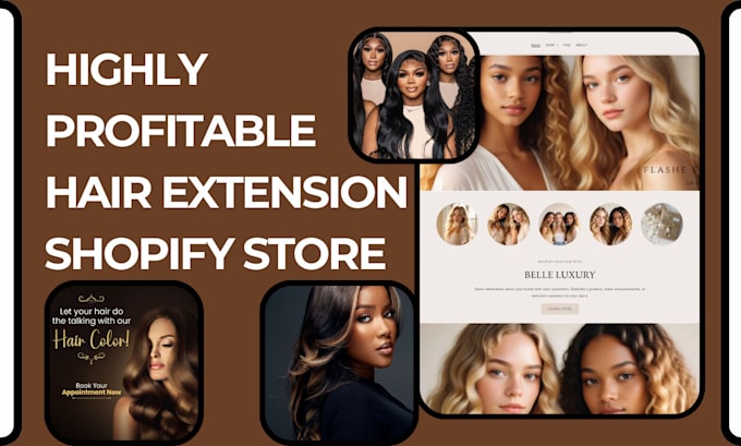 Gig Preview - Do hair extension shopify store hair extension store hair extension website