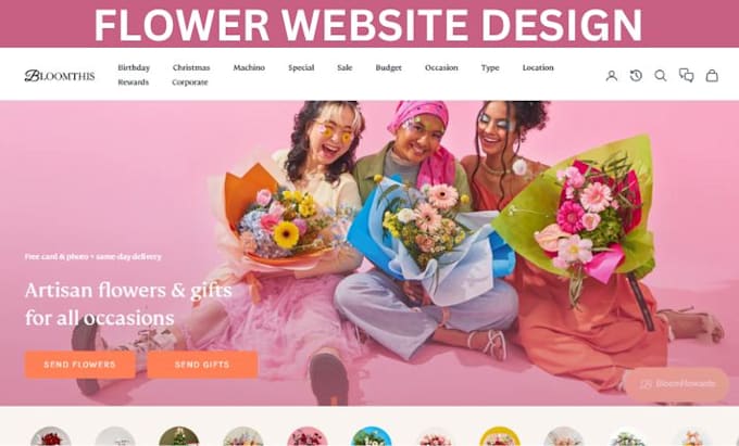 Gig Preview - Design stunning flower website florist website flower shopify store