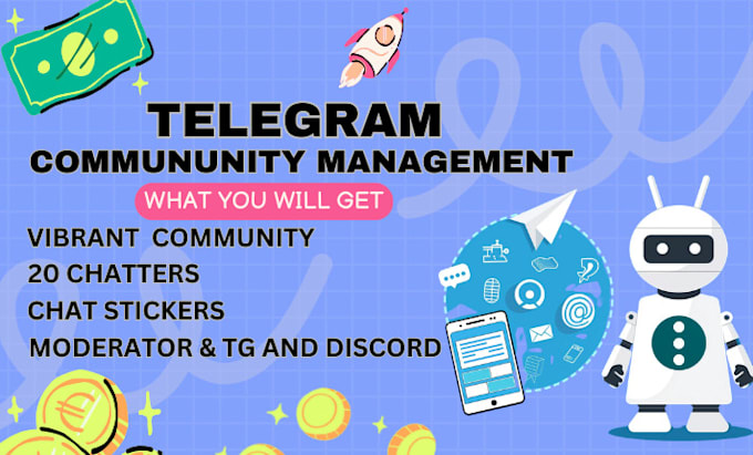 Gig Preview - Do telegram community manager, discord crypto mod, telegram group moderator