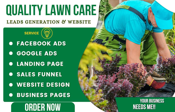 Gig Preview - Lawn care leads landscaping leads gardening lawn care website lawn care leads