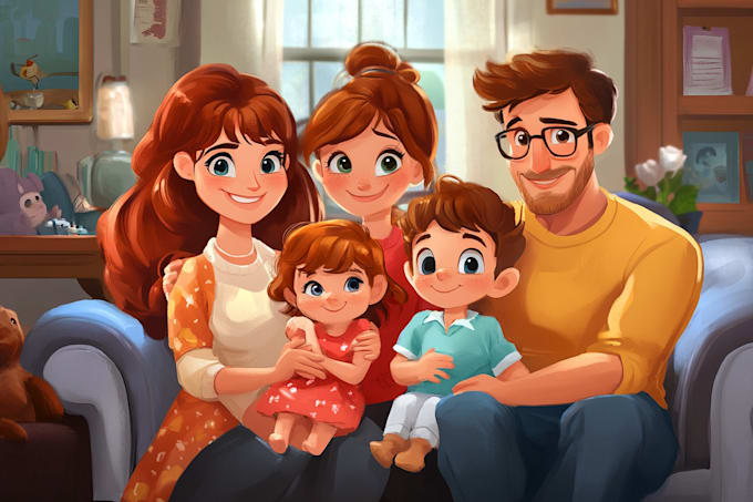 Gig Preview - Design a professional disney family portrait