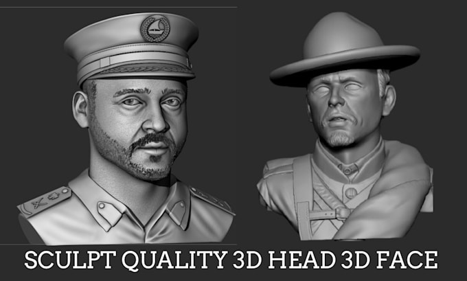 Gig Preview - Sculpt quality 3d head 3d bust face portrait picture to 3d model for 3d printing