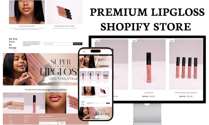 Gig Preview - Design glamorous lipstick shopify store beauty website nails shopify store