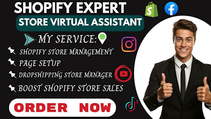 Gig Preview - Be your shopify virtual assistant shopify store manager to boost shopify sales