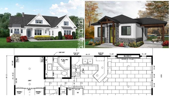 Gig Preview - Redraw building sketch, 2d architectural floor plan, autocad drawing, blueprint