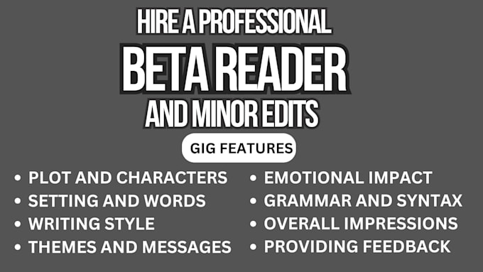 Gig Preview - Beta read you novel manuscript