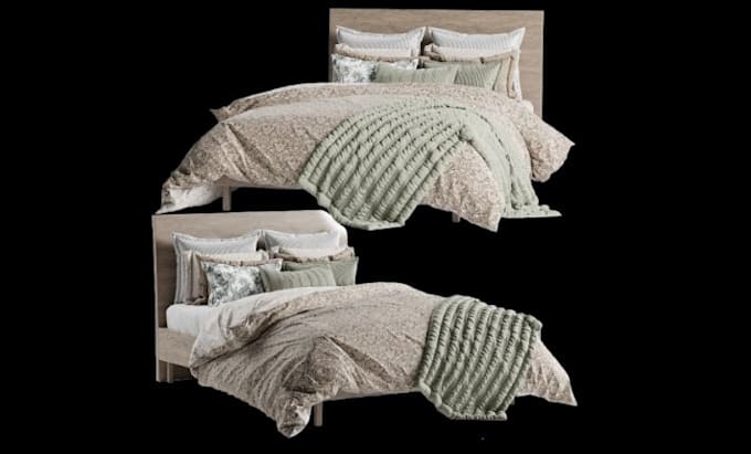 Gig Preview - Make 3d rendering of blankets, duvet, 3d textile, pillow, 3d bedsheet, 3d towel