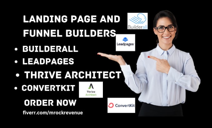 Gig Preview - Landing page and funnel builder builderall leadpages thrive architect convertkit