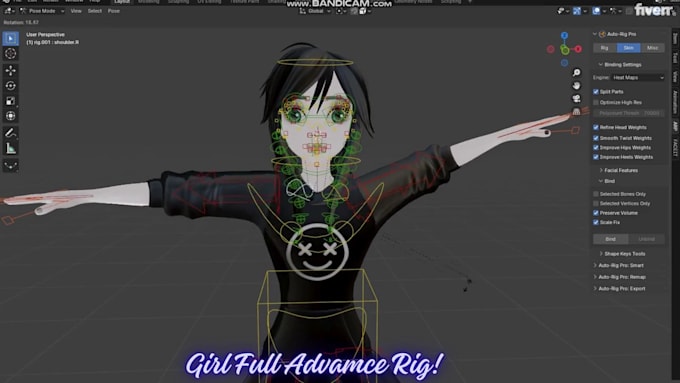 Gig Preview - Do 3d rigging, character rigging, facial rig, blender rig, maya, wonder dynamics