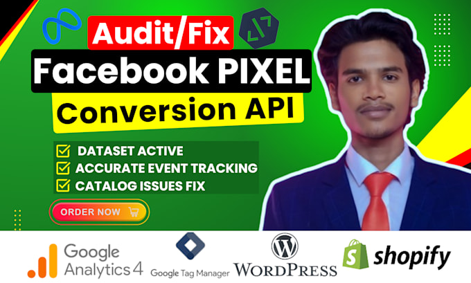 Gig Preview - Setup facebook pixel, conversion API, server side tracking with fix meta pixel