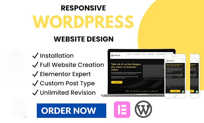 Gig Preview - Build complete wordpress landing page, responsive business website, custom apps