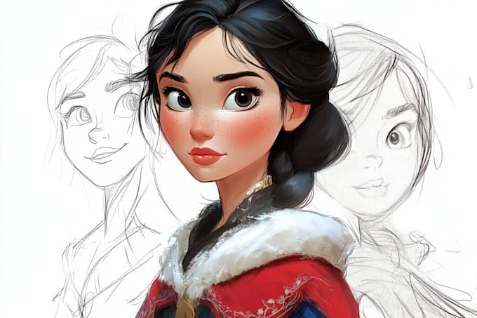 Gig Preview - Draw a fictional character in disney sketch or color style