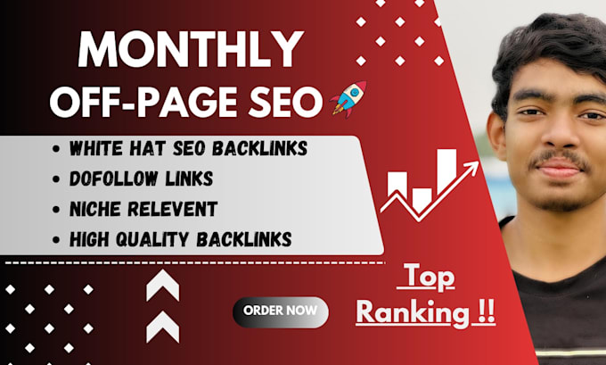 Gig Preview - Do monthly offpage SEO with white hat backlinks for your website