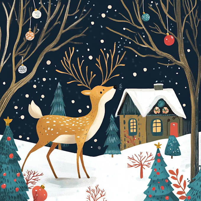 Gig Preview - Make christmas illustration or card for you