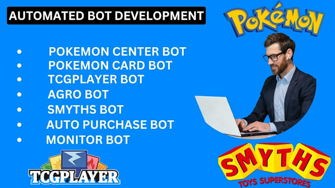 Gig Preview - Do pokémon center bot, tcgplayer bot, smyths bot, argos bot, auto purchase bot