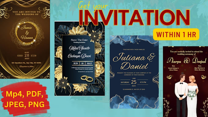 Gig Preview - Do custom invitation card design wedding, party, event