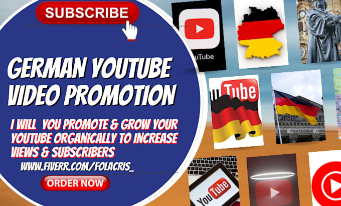 Gig Preview - Promote boost german youtube channel,  germany viral video promotion fast growth