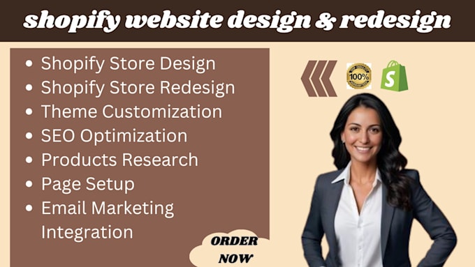 Gig Preview - Create shopify store design, shopify website design shopify website redesign