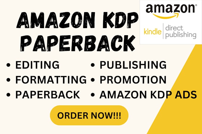 Gig Preview - Ebook paperback formatting, amazon kindle book publishing, amazon kdp ads