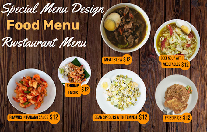 Gig Preview - Design editable food menu restaurant, poster flyer or digital menu