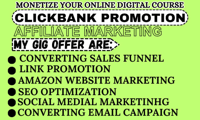 Gig Preview - Boost clickbank, sales funnel, affiliate marketing, link promotion affiliate web