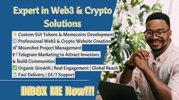 Gig Preview - Do web3, crypto website, moonshot, sui token, sui memecoin, telegram promotion