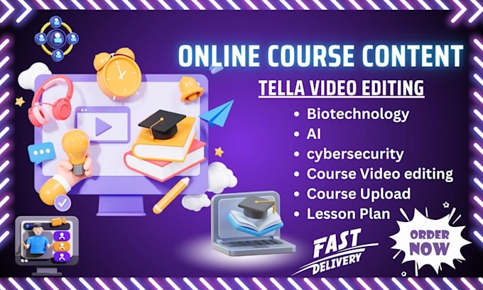 Gig Preview - Do online course, course curriculum, lesson plan, do tella video editing, do PPT